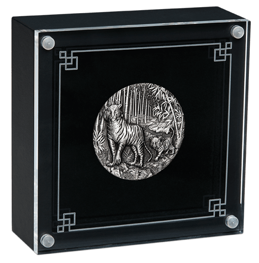 2022 year of the tiger 2oz. 9999 silver antiqued coin – lunar series iii