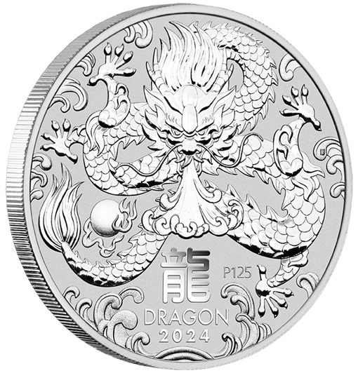 2024 year of the dragon 2oz silver bullion coin