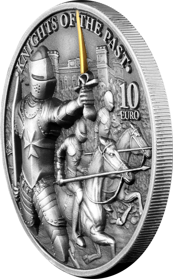 2021 malta knights of the past 2oz. 9999 antiqued silver high relief coin - 10 euro