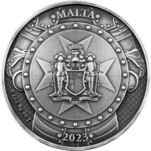 23mkotp2ogsc 2023-malta-knights-of-the-past-2oz-antiqued-gilded-