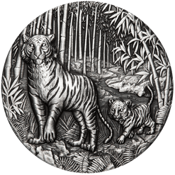 2022 Year of the Tiger 2oz .9999 Silver Antiqued Coin – Lunar Series III