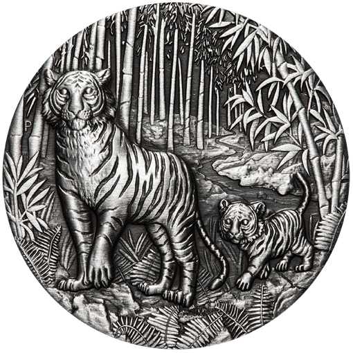 2022 year of the tiger 2oz. 9999 silver antiqued coin – lunar series iii