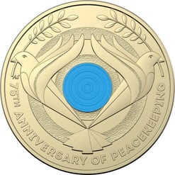 2022 $2 75th anniversary of peacekeeping coloured coin in mint roll - albr