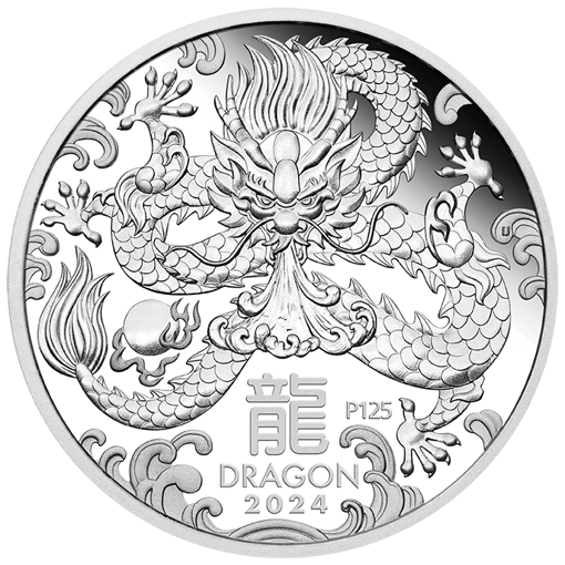 2024 year of the dragon trio 1oz silver proof three coin set - lunar series iii