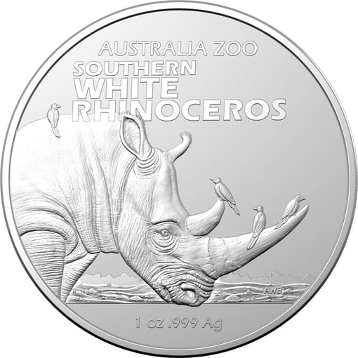 2023 australia zoo - southern white rhinoceros 1oz silver bullion coin