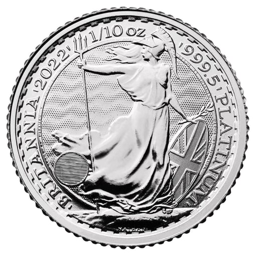 2022 britannia 1/10oz. 9995 platinum bullion coin
