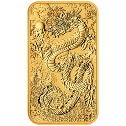 2024 dragon 1oz. 9999 gold bullion rectangular coin