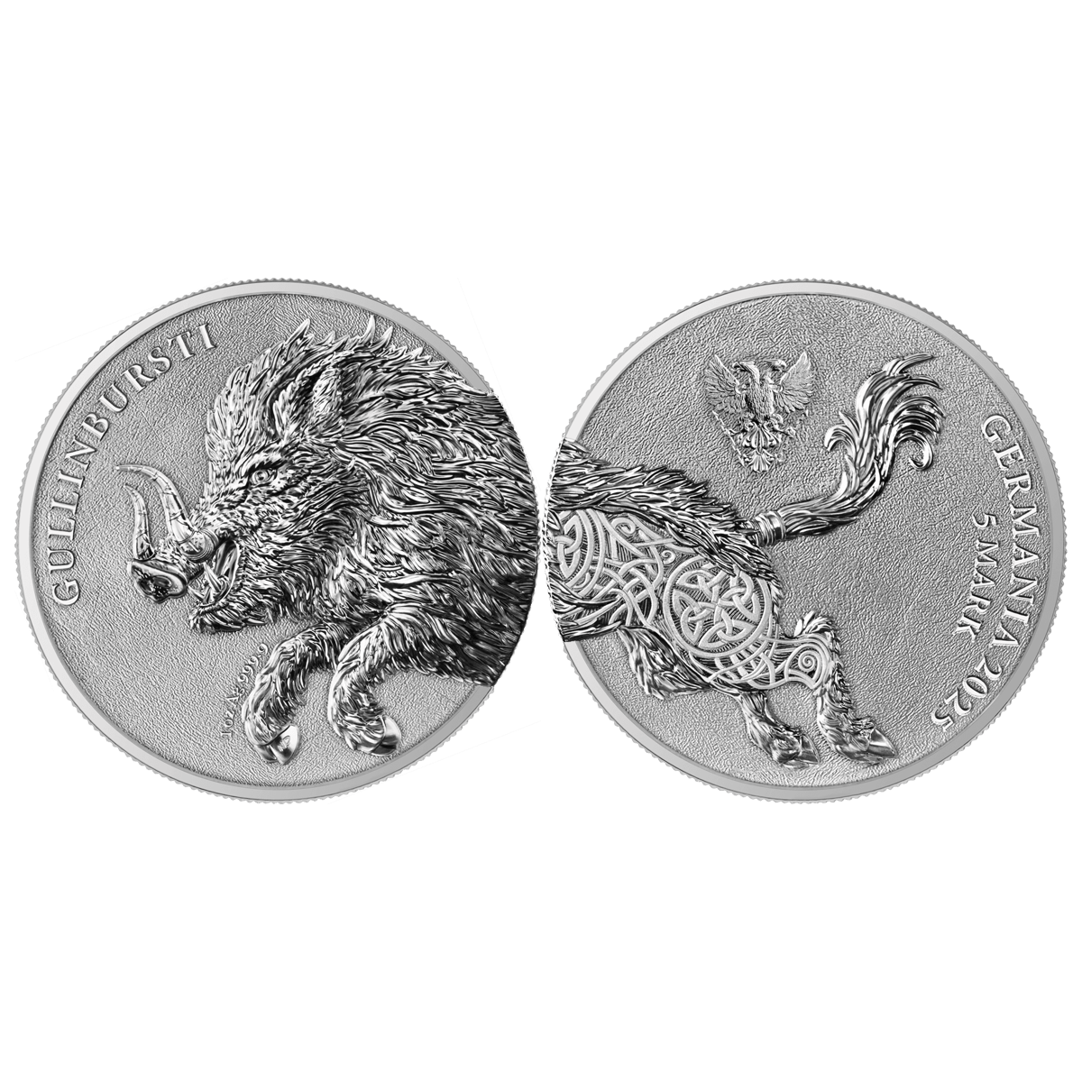 2025 germania beasts gullinbursti 1oz silver 2 coin set