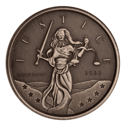 2022 Gibraltar Lady Justice 1oz .999 Silver Antiqued Coin