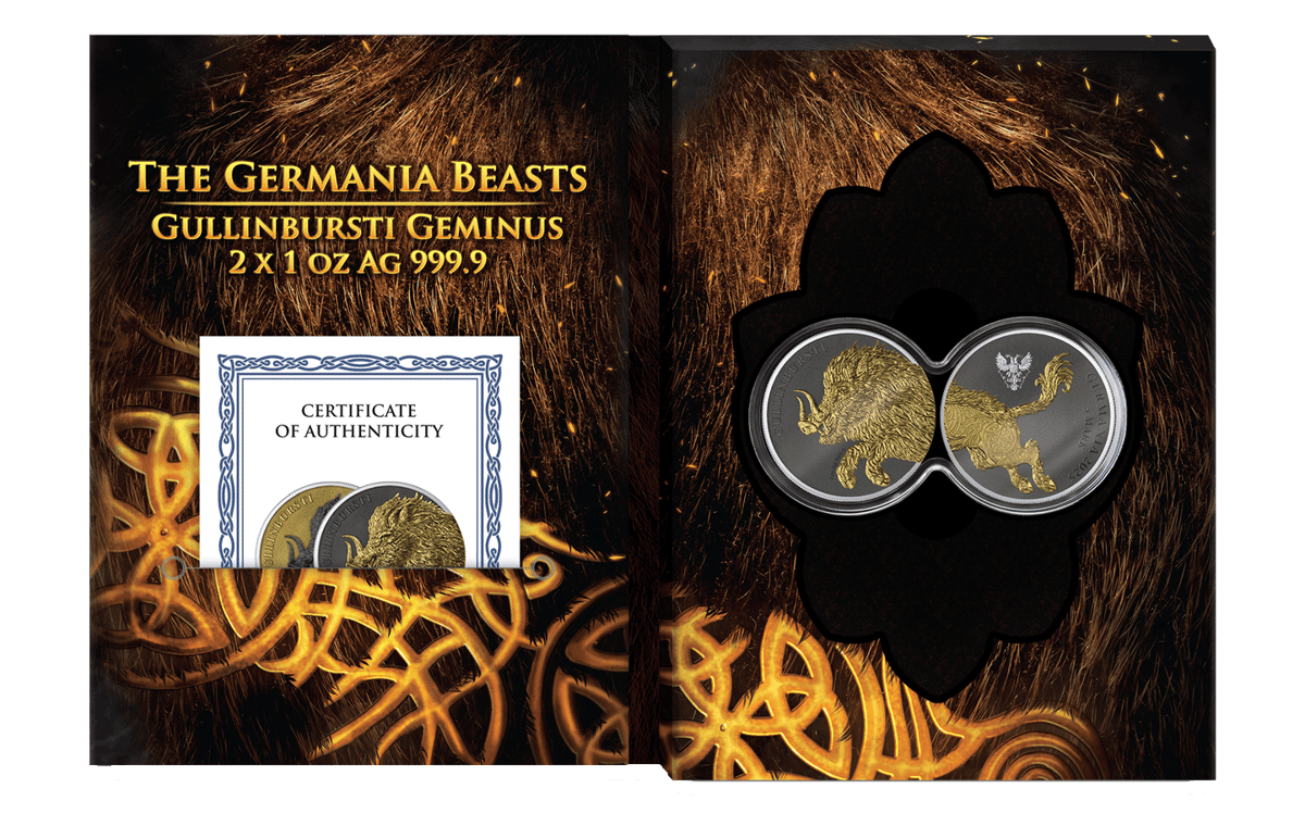 2025 germania beasts gullinbursti 1oz silver 2 coin set gilded - image 9