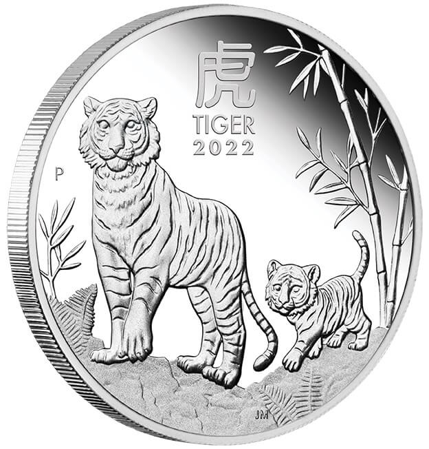 2022 year of the tiger. 9999 silver proof three coin set - lunar series iii