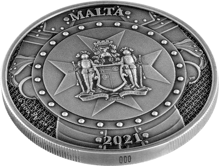 2021 malta knights of the past 2oz. 9999 antiqued silver high relief coin - 10 euro