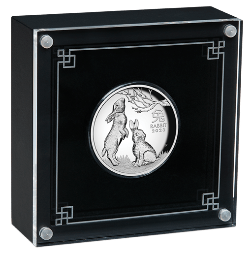 2023 year of the rabbit 1oz silver proof high relief coin - lunar series iii