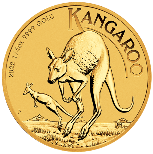2022 australian kangaroo 1/4oz. 9999 gold bullion coin