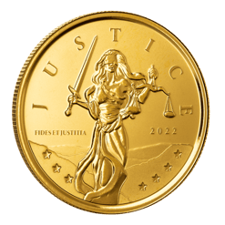 2022 Gibraltar Lady Justice 1oz .9999 Gold Bullion Coin