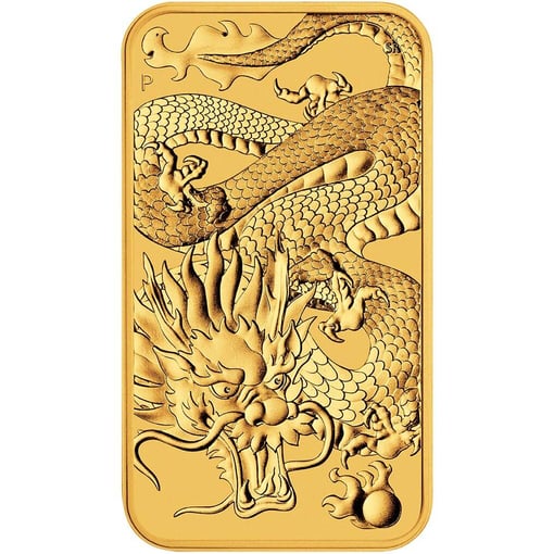 2022 dragon 1oz. 9999 gold bullion rectangular coin