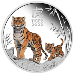 2022 year of the tiger trio 1oz. 9999 silver coloured coin - lunar series iii