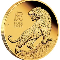 2022 year of the tiger 1/10oz. 9999 gold proof coin - lunar series iii