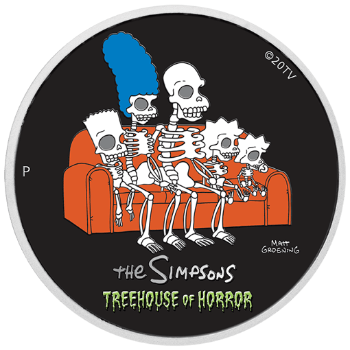 2022 the simpsons - treehouse of horror 1oz. 9999 silver coloured coin