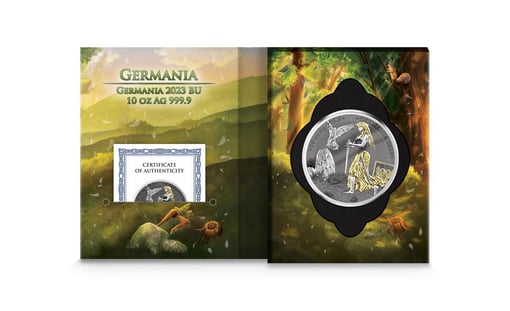 2023 lady germania 10oz coloured silver coin ana edition