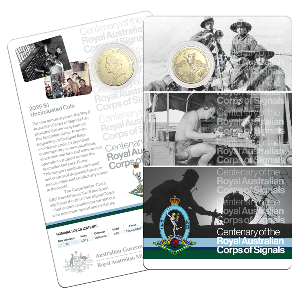 2025 $1 centenary of royal australian corps of signal coin