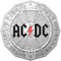 2023 50c 50th anniversary of ac/dc coloured coin - cuni