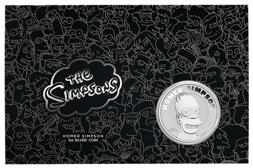 2022 the simpsons - homer simpson 1oz. 9999 silver coin in card