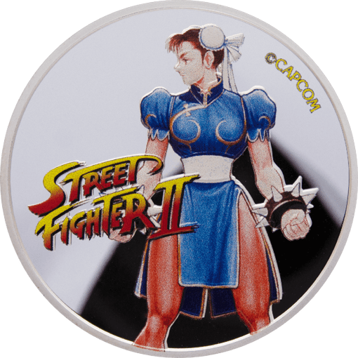 2021 street fighter ii 30th anniversary - chun li 1oz. 999 silver coloured bullion coin