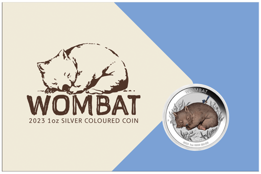 2023 australian wombat 1oz silver coloured coin in card