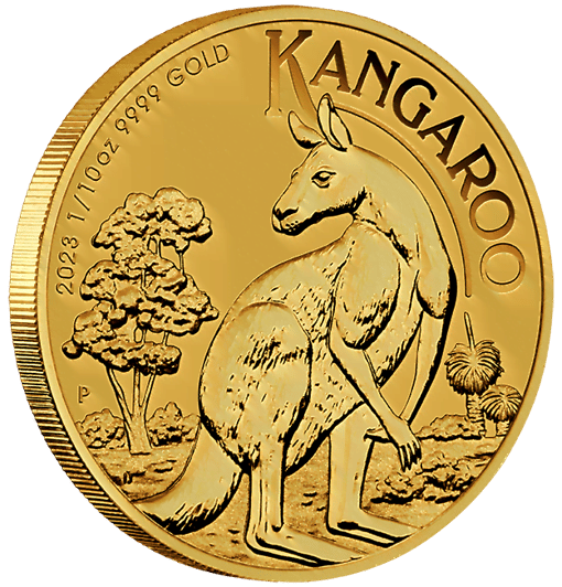 2023 australian kangaroo 1/10oz. 9999 gold bullion coin