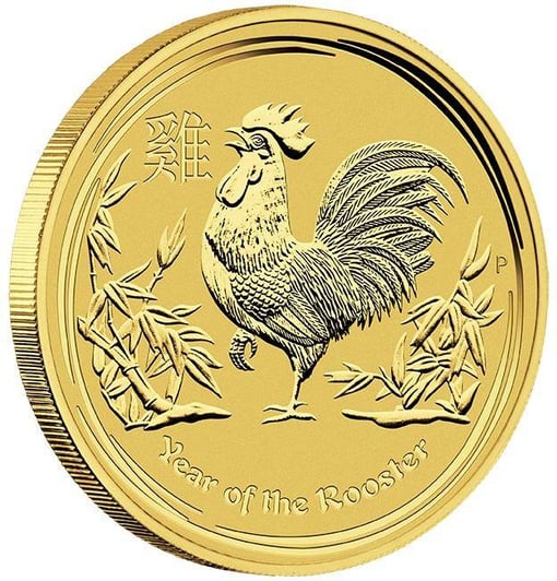 2017 year of the rooster 1/20oz. 9999 gold bullion coin - perth mint