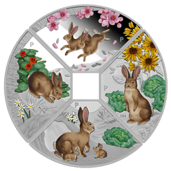 2023 Year of the Rabbit Quadrant 1oz Silver Proof Four Coin Set