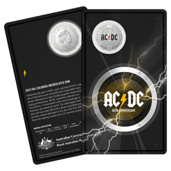 2023 50c 50th anniversary of ac/dc coloured coin - cuni
