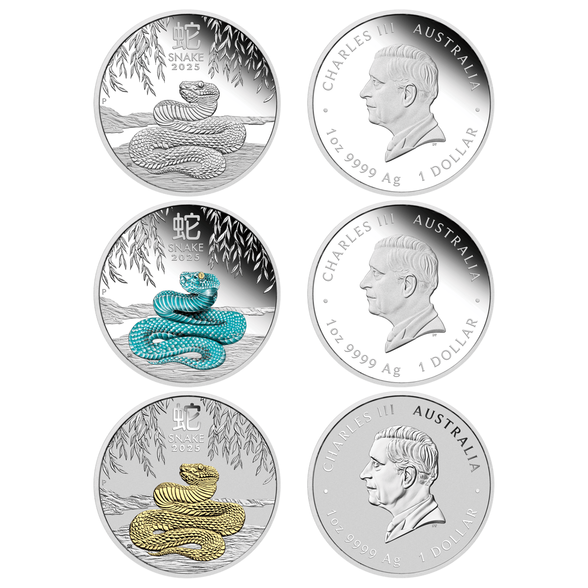 2025 year of the snake trio 1oz silver proof - image 3