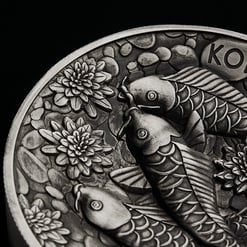 2023 koi fish 2 kilo silver antiqued high relief coin