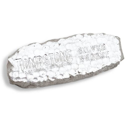 Tombstone silver nugget 10oz. 999 silver bullion bar