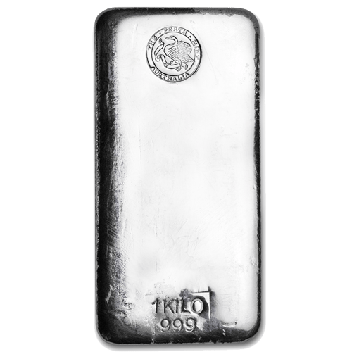 Perth mint 1kg silver cast bullion bar - left facing swan