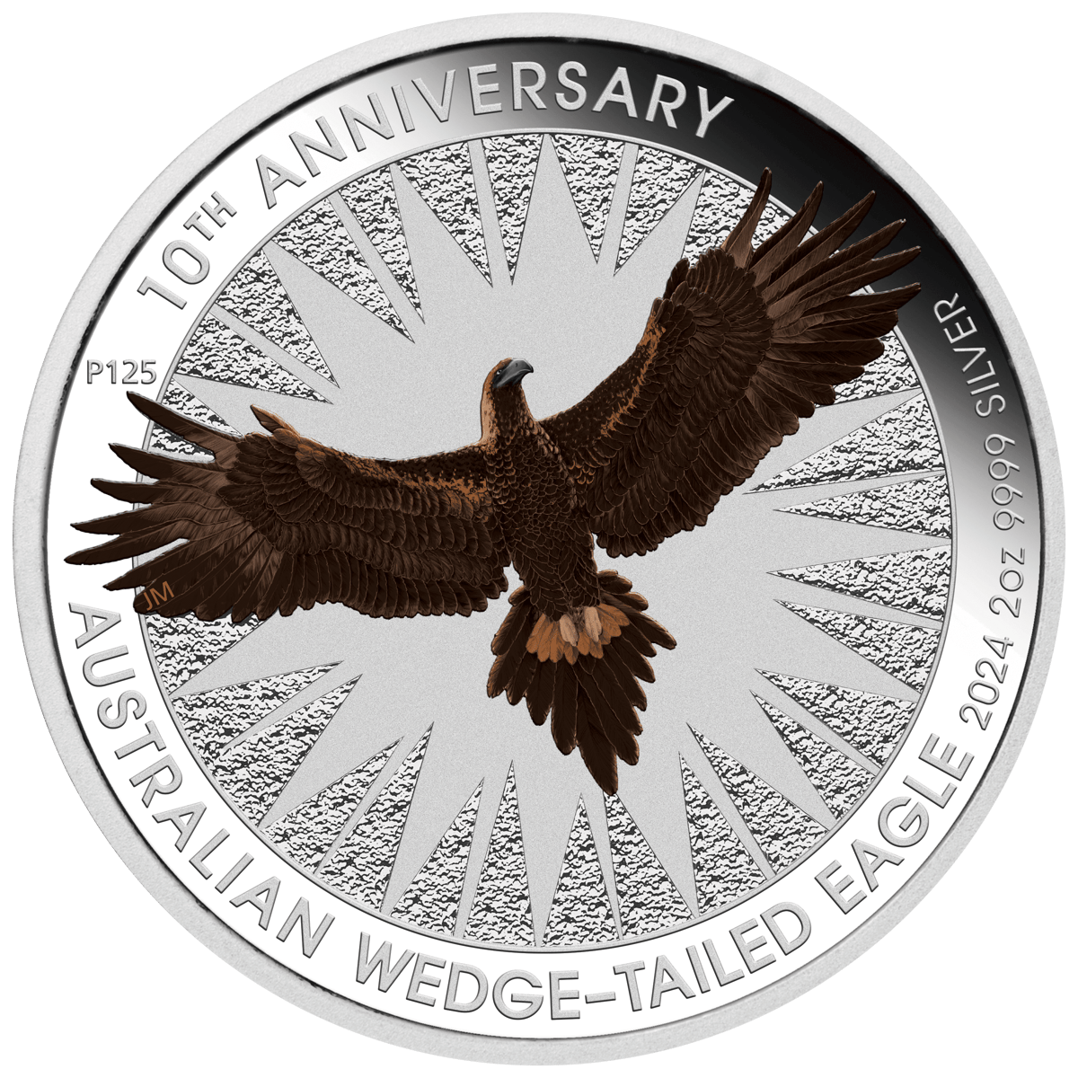 2024 wedge tailed eagle 10th anniversary 2oz coloured silver coin - image 2
