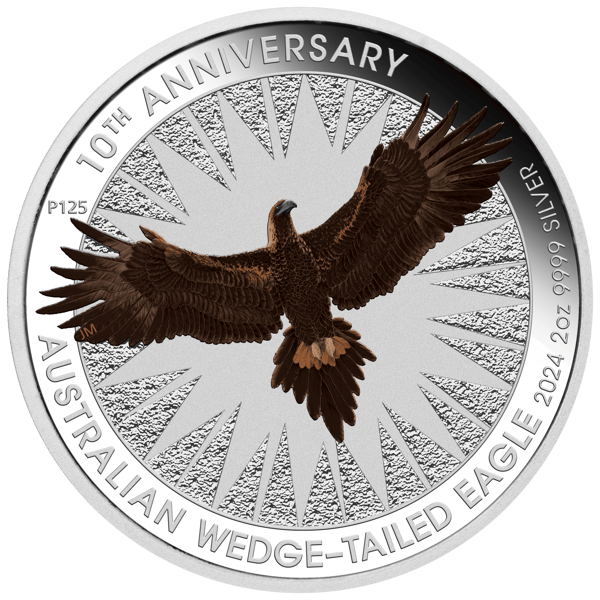 2024 wedge tailed eagle 10th anniversary 2oz coloured silver coin