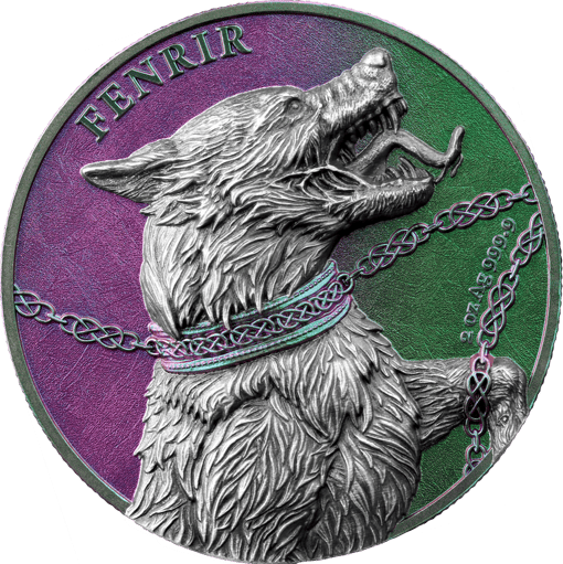 2022 germania beasts - fenrir 2oz ultra high relief silver coin