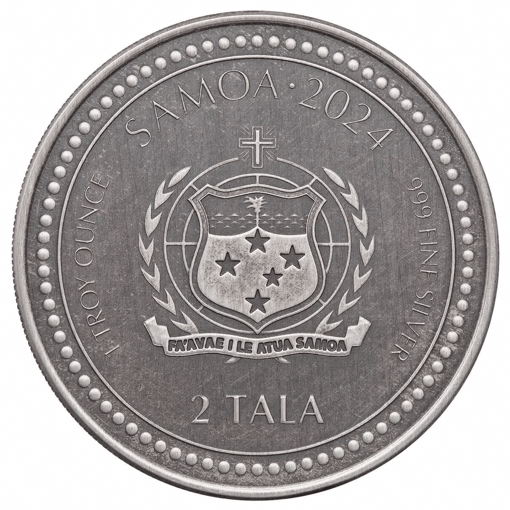 2024 year of the dragon 1oz silver antique coin