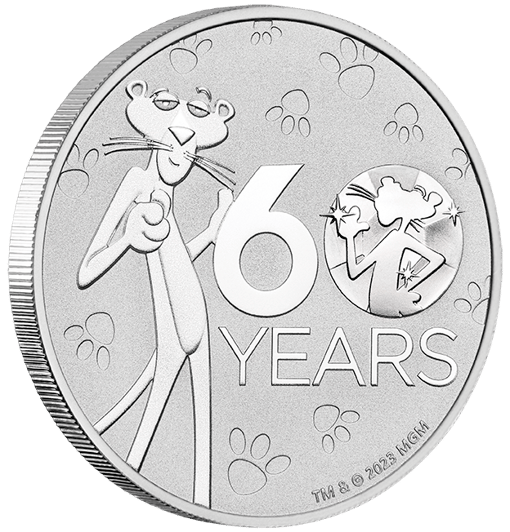 2024 pink panther 60th anniversary 1oz. 9999 silver coin in card