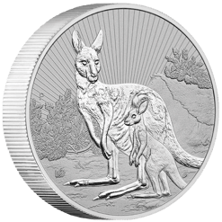 2023 mother & baby kangaroo 2oz. 9999 silver bullion piedfort coin