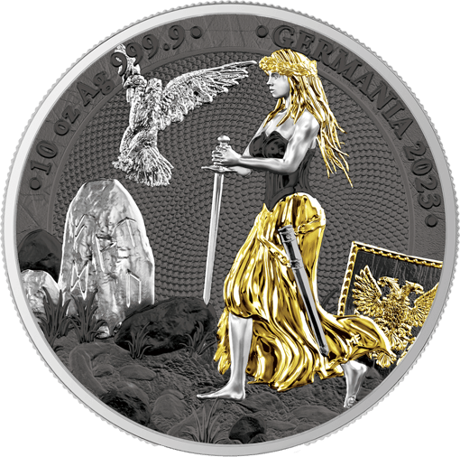 2023 lady germania 10oz coloured silver coin ana edition
