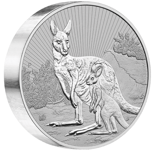 2023 mother & baby kangaroo 10oz. 9999 silver bullion piedfort coin