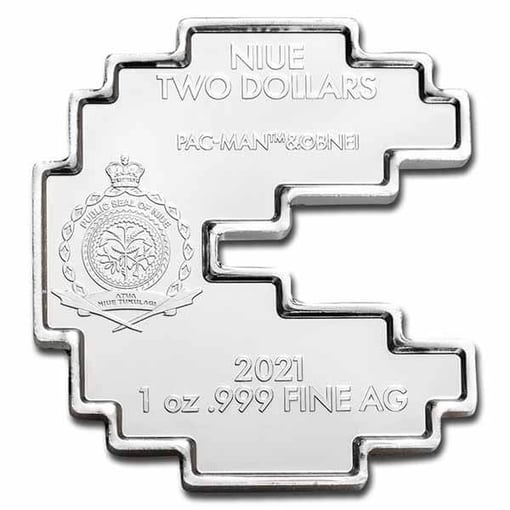 2021 pac-man shaped 1oz. 999 silver bullion coin - $2 niue