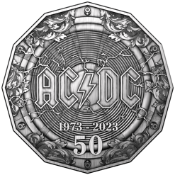 2023 50c 50th Anniversary of AC/DC Antiqued Silver Coin