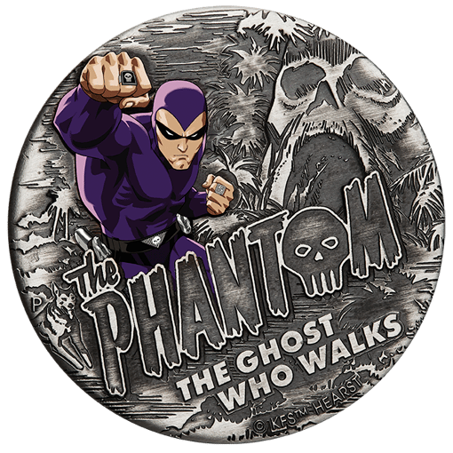 2023 the phantom 2oz silver antiqued coloured coin