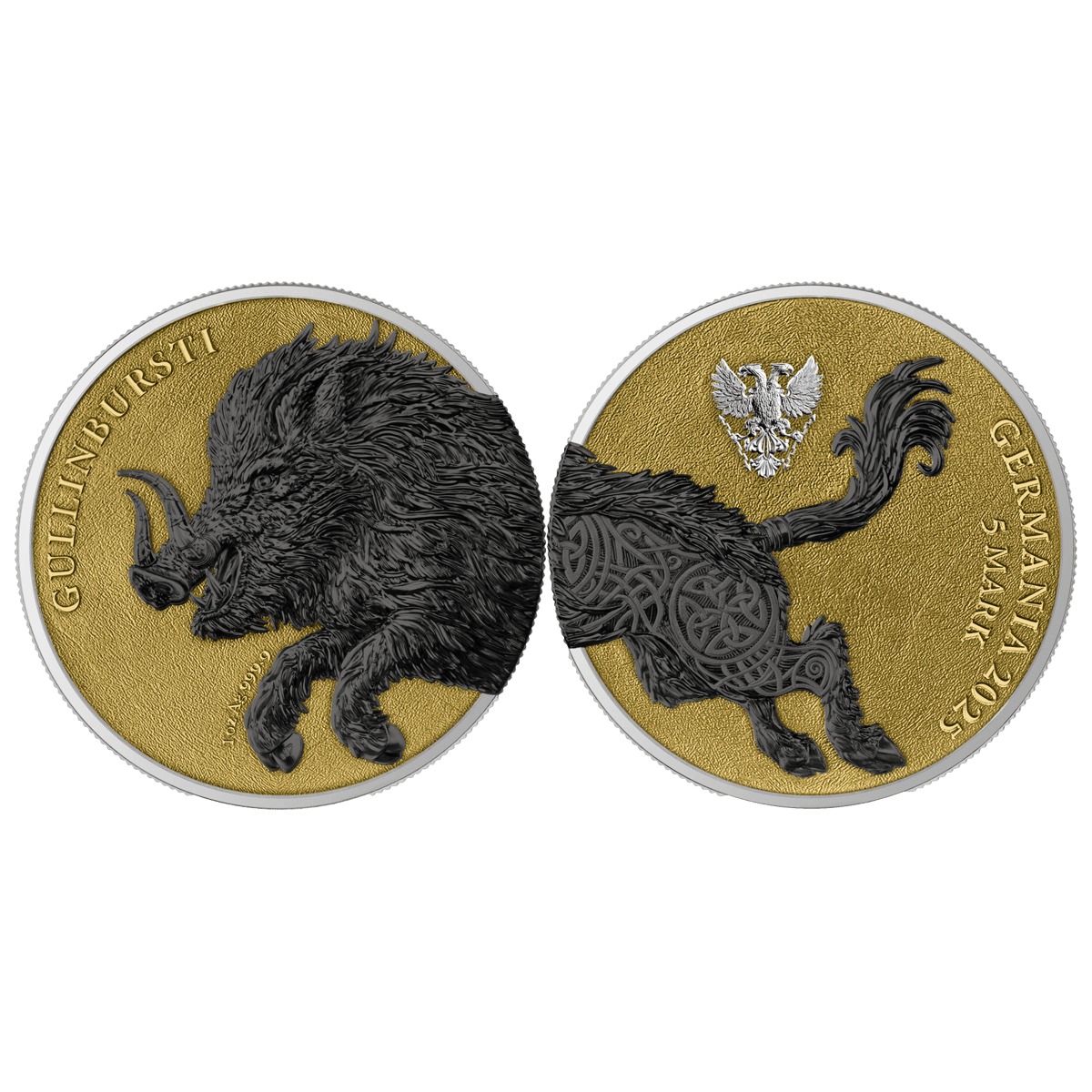 2025 germania beasts gullinbursti 1oz silver 2 coin set gilded - image 2