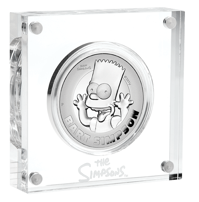 2022 the simpsons - bart simpson 2oz. 9999 silver proof high relief coin